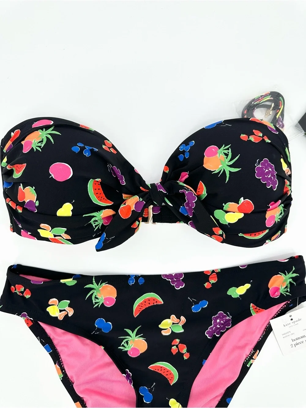 kate spade New York Summer Fruit Bikini Set-Bandeau Tie Top & Brief-Size